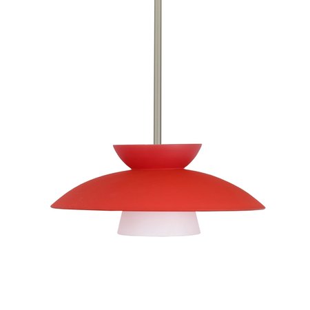 BESA LIGHTING Trilo 15 Stem Pendant, Red Matte, Satin Nickel Finish, 1x9W LED 1TT-451331-LED-SN